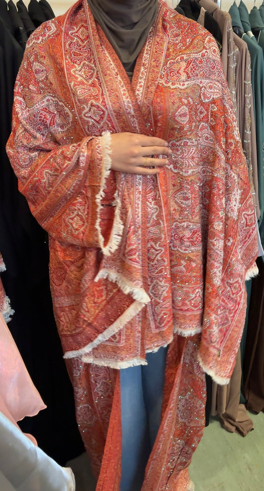 Lachsfarbene Pashmina-Abaya