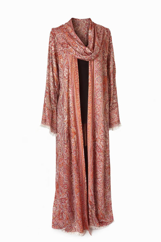 Korallenfarbene Pashmina-Abaya
