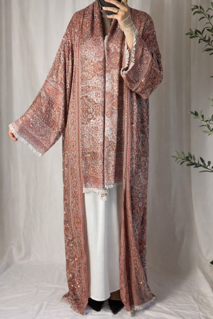 Korallenfarbene Pashmina-Abaya