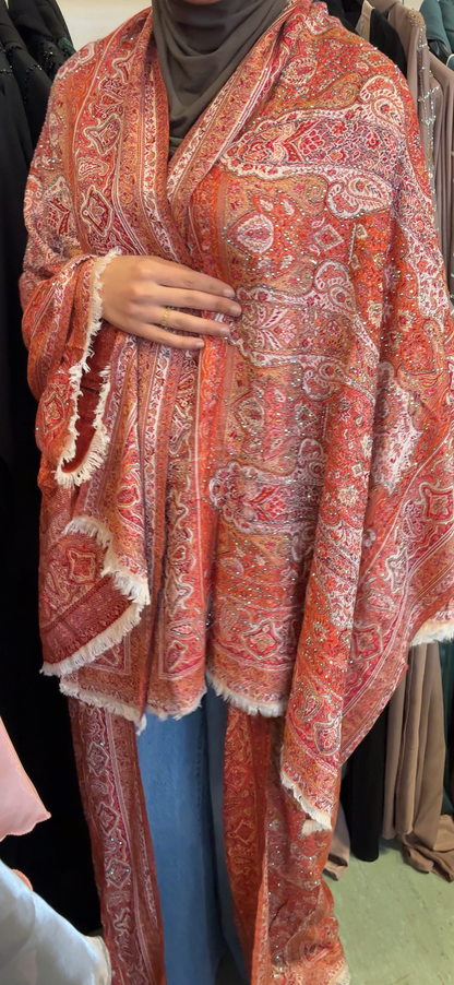 Lachsfarbene Pashmina-Abaya