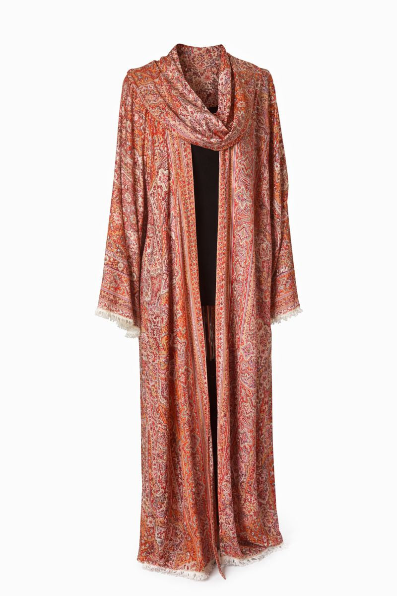 Lachsfarbene Pashmina-Abaya