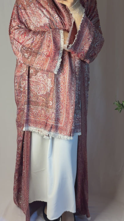Korallenfarbene Pashmina-Abaya